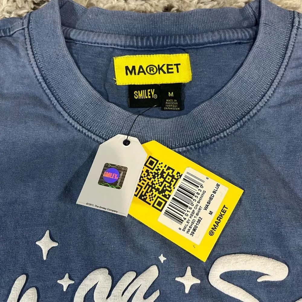 NWT MARKET STUDIOS SMILEY® KEEP‎ ON SHINING WASHED T-SHIRT SIZE M